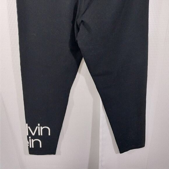 CALVIN KLEIN! SUPER LUXE BLACK & WHITE LOGO LEG, ULTRA STRETCH LEGGINGS! SZ L - Picture 7 of 10